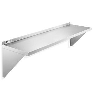 KUTLER Stainless Steel Shelf, NSF Commercial Wall Mount Shelves w/ Backsplash, Floating Metal Mounted Shelving for Restaurant, Kitchen, Home - 1 of 4