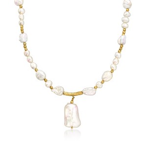 Ross-Simons 5-14mm Cultured Baroque Pearl Drop Necklace in 18kt Gold Over Sterling - 1 of 4