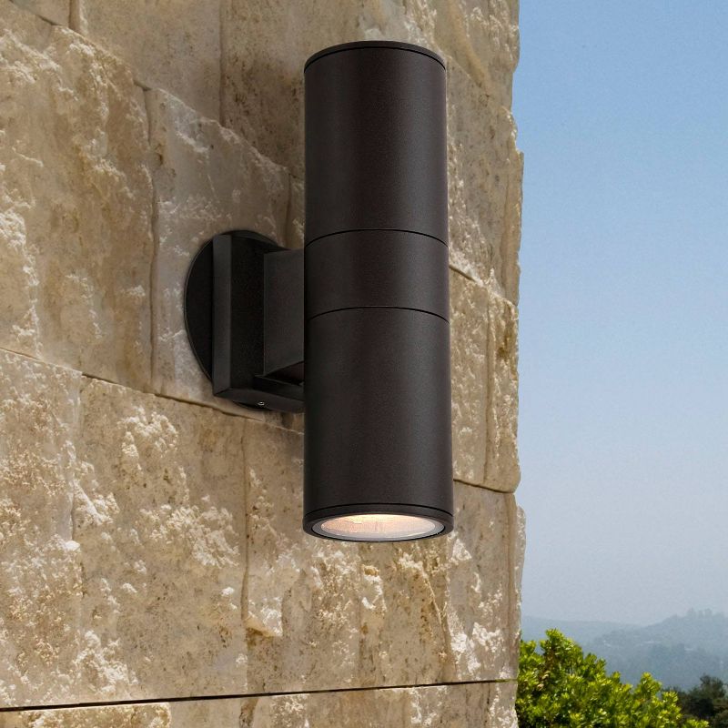 Possini Euro Design Ellis Modern Outdoor Wall Light Fixture Black Cylinder Up Down 11 3/4" for Post Exterior Light Barn Deck Post Light House Porch, 2 of 10