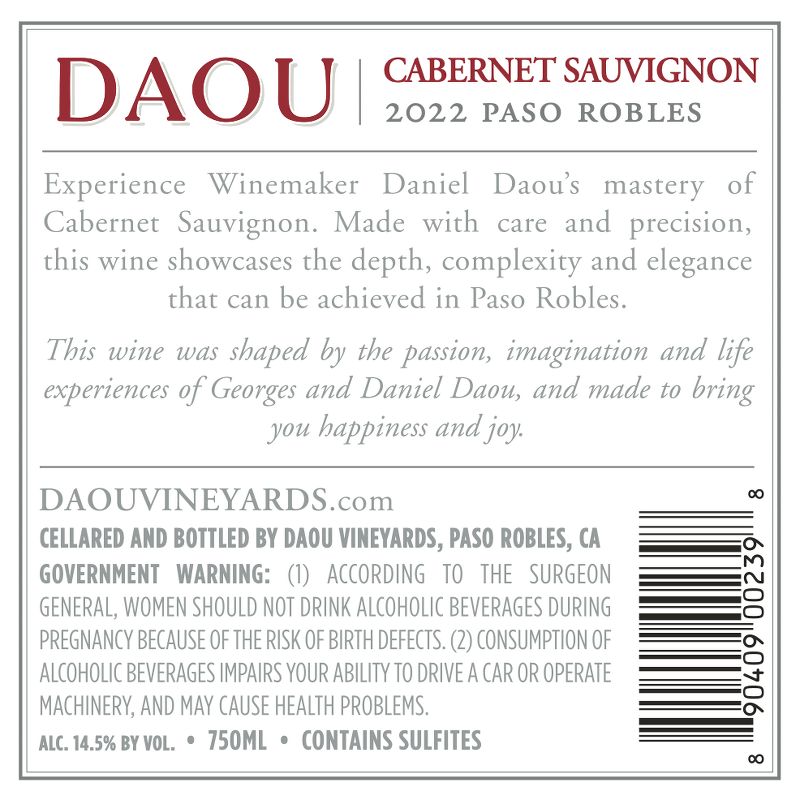 DAOU Cabernet Sauvignon Red Wine - 750ml Bottle, 3 of 8