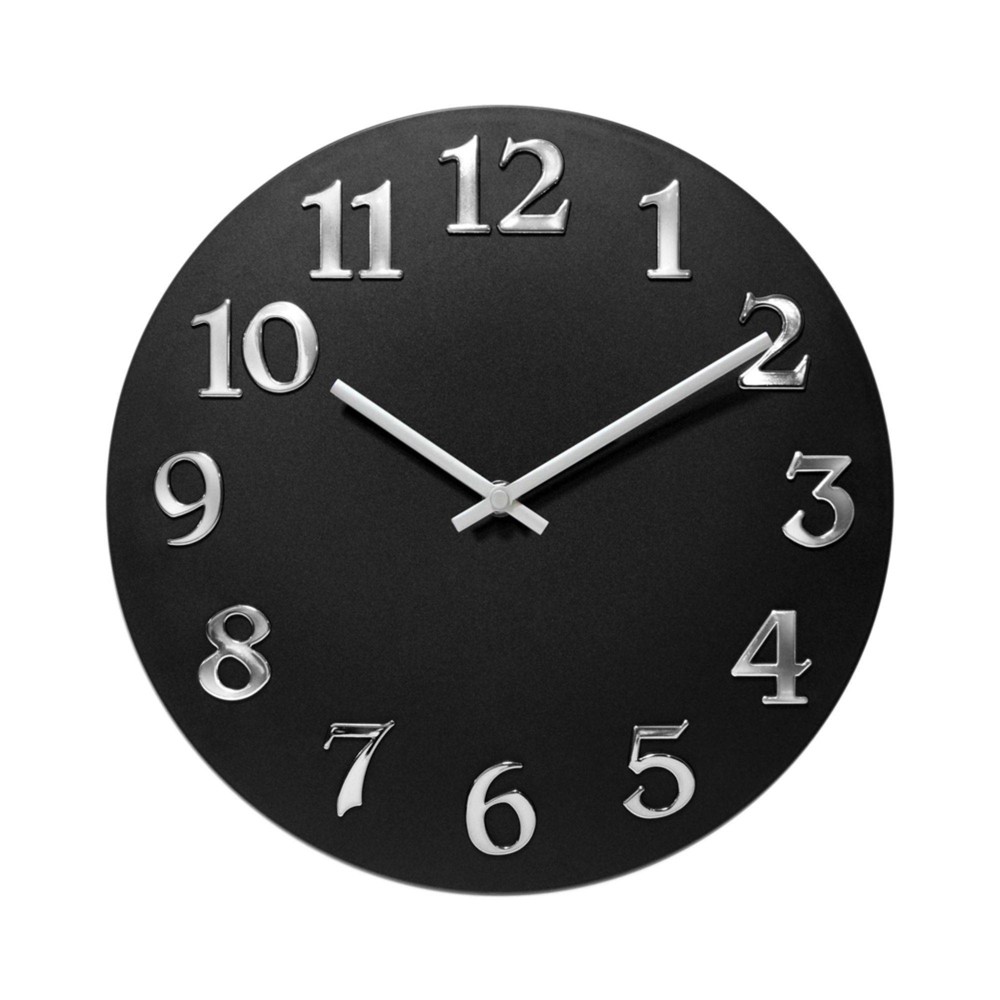 12" Vogue Wall Clock Black - Infinity Instruments: Modern Analog, Indoor Decorative Timepiece, Requires AA Battery
