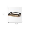 HomeRoots Set of Two Brown Wood Indoor Outdoor Tray With Handles - 3 of 4