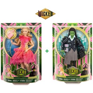 Wicked Movie Glinda & Elphaba Doll 2-Pack – Shiz University Fashion Dolls Inspired by Universal Pictures - 1 of 4