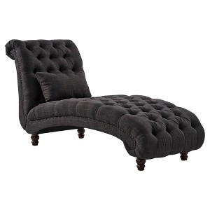 Beekman Place Button Tufted Grand Chaise - Charcoal - Inspire Q, Grey