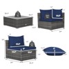 Costway 7PCS Patio Rattan Furniture Set Sectional Sofa Cushioned Garden Navy - 4 of 4
