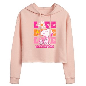 Women's - Peanuts - Love Woodstock Cropped Graphic Hoodie - 1 of 4