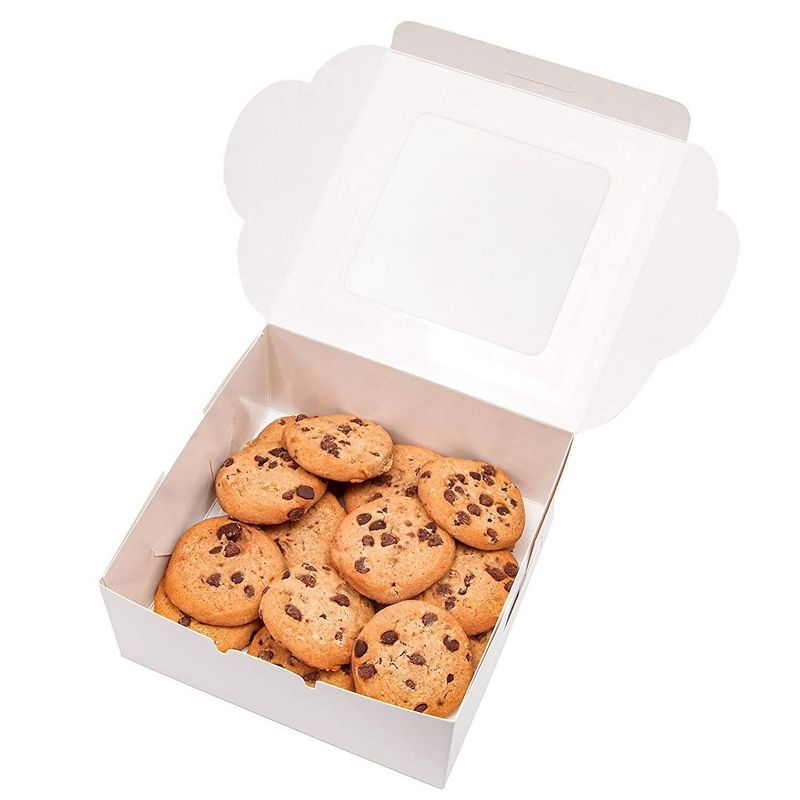 Juvale 50 Pack 6x6 Bakery Boxes with Window for Desserts, Treat Containers for Cupcakes, Pastries, Cookies (White), 5 of 10