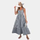 Women's Striped Ruched Maxi Dress -Cupshe