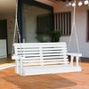Aghana Digitals 2-Person Wooden Porch Swing with Cup Holders & Chains, 440 lbs Capacity, White Fir - 2 of 4
