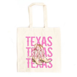 City Creek Prints Coquette Texas Cowgirl Boots Canvas Tote Bag - 15x16 - Natural - 1 of 2