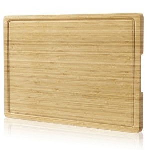 Orieon 20x15in Carbonized Bamboo Cutting Board – Extra Thick Butcher Block with Juice Groove & Handles for Meat, Cheese, Veggies. - 1 of 4