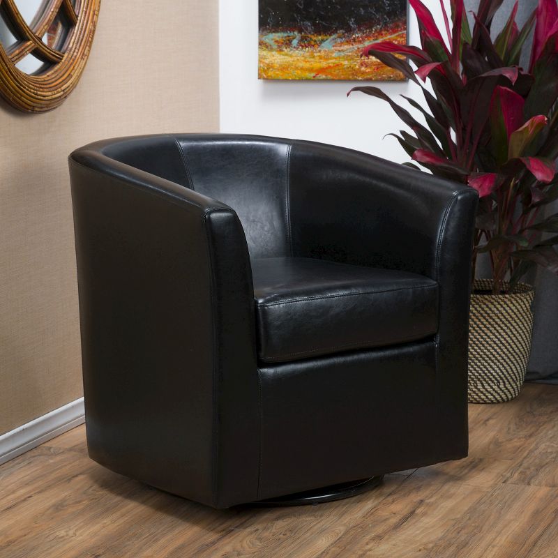 Daymian Faux Leather Swivel Club Chair - Christopher Knight Home, 3 of 6