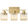 POWLIG 16.9" Gold Modern Vanity Light - 3-Light Dimmable Bathroom Light with Square Crystal Shades - 2 of 4