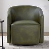 TiramisuBest Fern Green Faux Leather Swivel Barrel Chair - 2 of 4