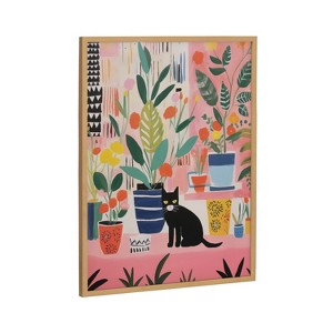 Kate & Laurel All Things Decor 16"x20" Gallery Whimsical Houseplants and a Black Kitty Cat Print by The Creative Bunch Studio Gold - 1 of 4