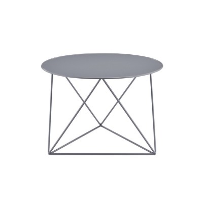 Modern Geometric Round Metal Accent Table in Gray
