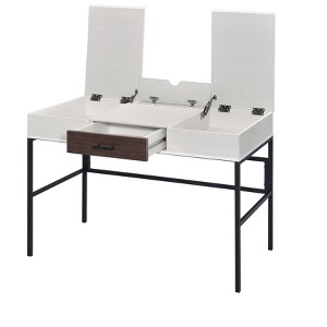 Gulches Writing Desk with Built-in USB Port ¨C KD Rectangular Design, Storage Drawers/Compartments, Metal Base & Smooth Glides for Home/Office - 1 of 4