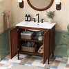 NicBex Bathroom Vanity with Sink –Rectangle Ceramic Basin, Tip-Out Tray, Rubber Wood Legs & Floral Patterns, Vintage Bathroom Vanity Cabinet - 2 of 4