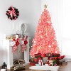 VINGLI 6ft Pink Pre-lit Artificial Christmas Pine Tree with 250 Warm White Lights, Xmas Tree Holiday Party Decorations - 2 of 4
