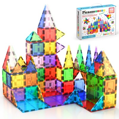 PICASSO-TILES Magnetic Tiles, STEM Building Blocks Toy for Kids, 100pcs