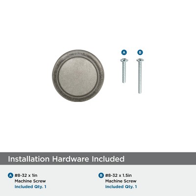 Highland Ridge Round Pewter Cabinet Knob with Mounting Hardware
