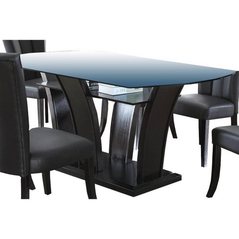 Wooden Futuristic Dining Table With Glass Top Black Benzara Target