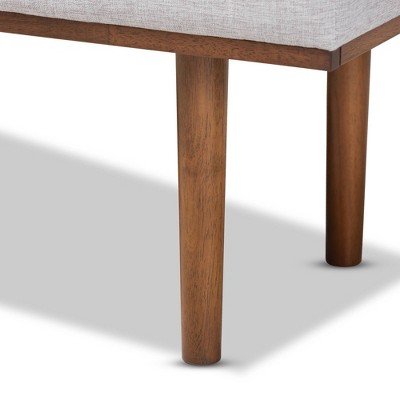 Arne Walnut and Gray Upholstered Mid-Century Bench