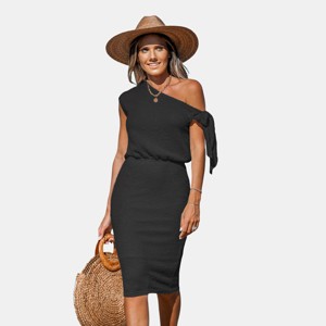 Women's Waffle Knit Off-Shoulder Midi Dress - Cupshe - 1 of 4