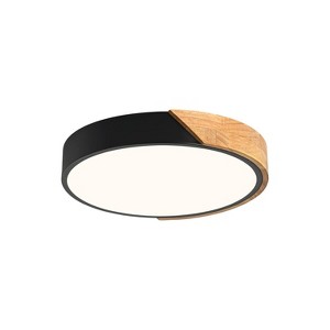 Itopfox Modern LED Ceiling Light, Minimalist Wood Flush Mount Fixture, 4000K Not Dimmable, Circle Lighting with Acrylic Lampshade for Bedroom Laundr - 1 of 4