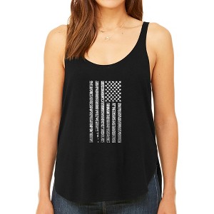 LA Pop Art Women's Premium Word Art Flowy Tank Top - National Anthem Flag - 1 of 4
