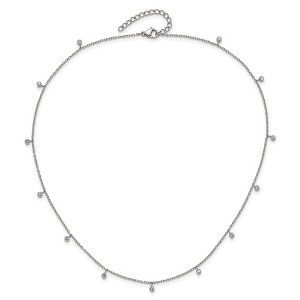 Chisel Stainless Steel Polished Clear Crystal 17.5" with 2" Extension Necklace - 1 of 4