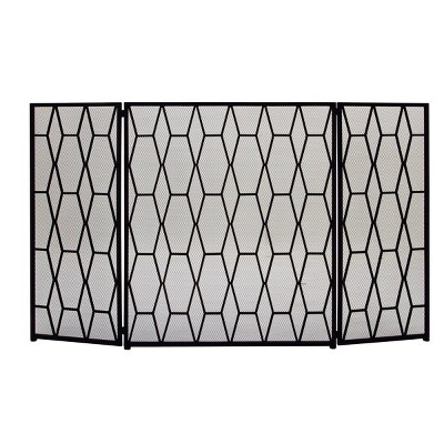 Contemporary Metal Geometric Fireplace Screen Black - Olivia & May : Target