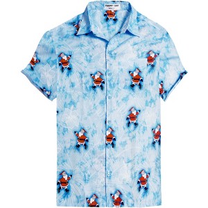 HAPPY BAY Mens Hawaiian Shirts Short Sleeve Button Down Shirt Men's Ugly Christmas Tree Vacation Gifts Shirts Casual Aloha Shirts for Men - 1 of 4