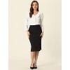 INSPIRE CHIC Women's Office Work Ruffle V Neck Long Sleeve Chiffon Peasant Blouse - 3 of 4