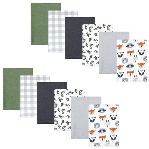 Hudson Baby Unisex Baby Cotton Flannel Burp Cloths Bundle, Woodland Faces, One Size - image 1 of 4