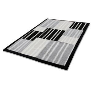 Slickblue Enjoy Life Patchwork with Comfortable Stripes Design Blanket, 61x86.6 inches, Faux Fur Front, Plush Back - 1 of 3