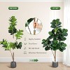 Fiddle Leaf Fig Tree Artificial with 48 Leaves - Realistic Faux Ficus Lyrata Trees in 7.8" Grey Planter Pot - 4 of 4