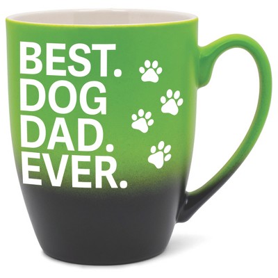 Elanze Designs Best Dog Dad Ever Two Toned Ombre Matte Green and Black 12 ounce Ceramic Stoneware Coffee Cup Mug