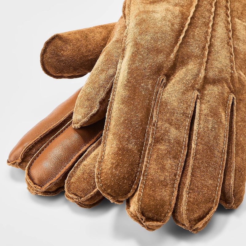 Men&#39;s Faux Shearling Lined Pig Suede Gloves - Goodfellow &#38; Co&#8482; Brown, 3 of 5