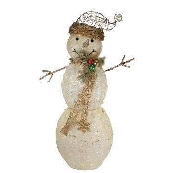 Northlight 43" Lighted White and Gold Snowman Outdoor Christmas Decoration
