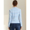 INSPIRE CHIC Women's Notched Collar Long Sleeve Button Front Striped Blazer - 4 of 4