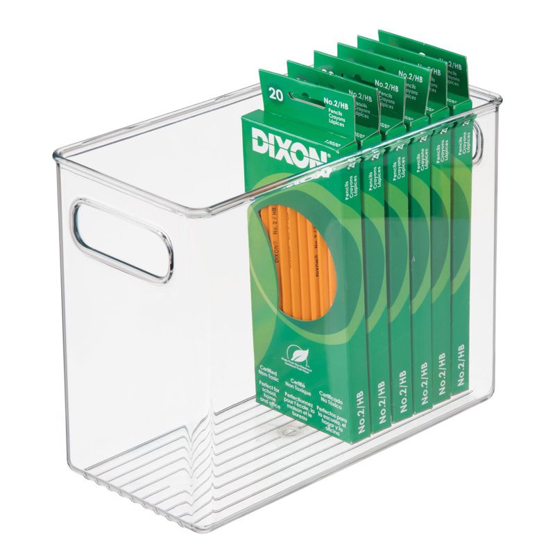 mDesign Plastic Office Supply Organizer Storage Bins with Handles, 1 of 9