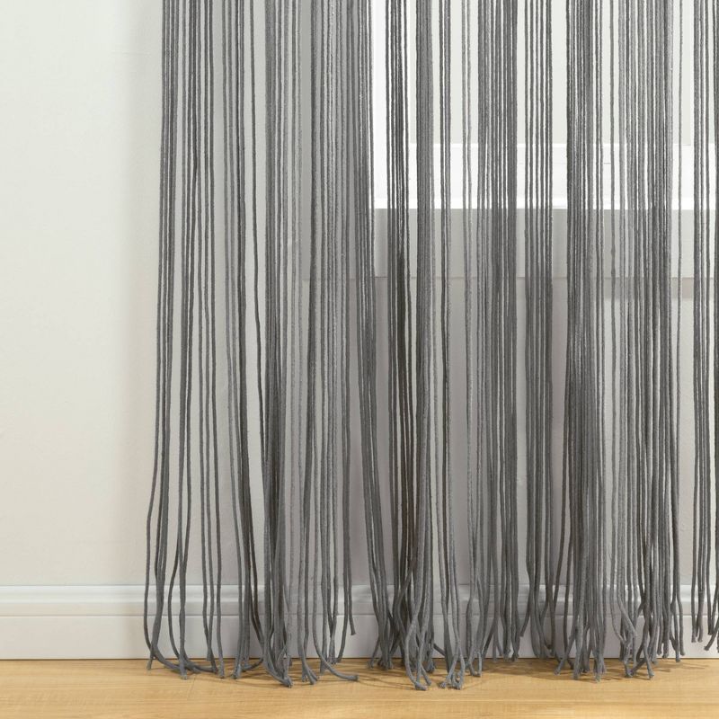 1pc 40&#34;x84&#34; Light Filtering Boho Macrame Tassel Curtain Panel Gray - Lush D&#233;cor, 5 of 9