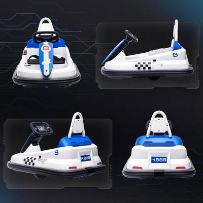 6V White and Blue Electric Ride-On Bumper Car