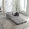 3-Seater Velvet Linen Convertible Sofa with Pull-Out Bed and Side Storage - 4 of 4