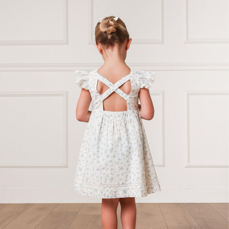 Hope & Henry Girls' Flutter Sleeve Cross Back Dress, Toddler, 3 of 10