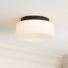 Possini Euro Design Buckley 13" Modern Flush-Mount Ceiling Light Fixture Kitchen Foyer Hallway Drum Round Black Finish White Glass Bedroom Bathroom - 2 of 4