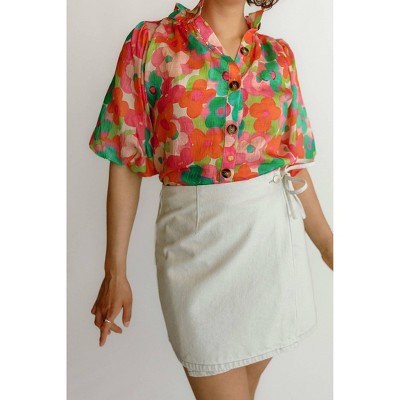 Women's Cassandra Bleu Clair Woven Skirt - FRNCH