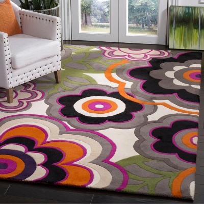Hand-Tufted Multi-Color Wool and Viscose Rectangular Rug
