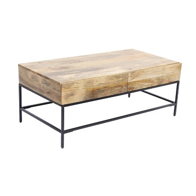 Mango Wood Coffee Table with 2 Drawers Brown/Black - The Urban Port